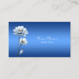 Blue Watercolor Flowers Business Card 名刺