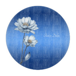 Blue Watercolor Flowers Cutting Board カッティングボード