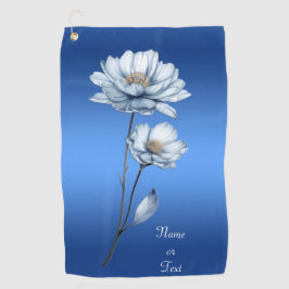 Blue Watercolor Flowers Golf Towel ゴルフタオル