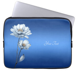 Blue Watercolor Flowers Laptop Sleeve ラップトップスリーブ
