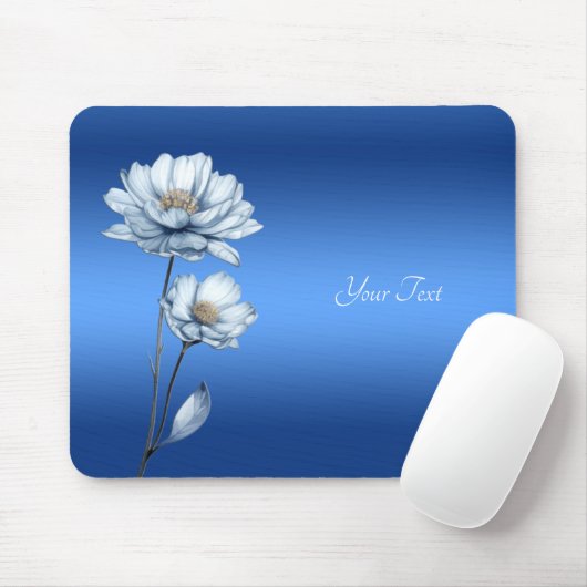 Blue Watercolor Flowers Mousepad マウスパッド (マウス)