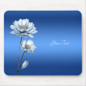 Blue Watercolor Flowers Mousepad マウスパッド (正面)