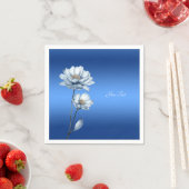 Blue Watercolor Flowers Napkins スタンダードカクテルナプキン (インサイチュ)
