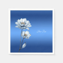 Blue Watercolor Flowers Napkins スタンダードカクテルナプキン