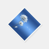 Blue Watercolor Flowers Napkins スタンダードカクテルナプキン (角)