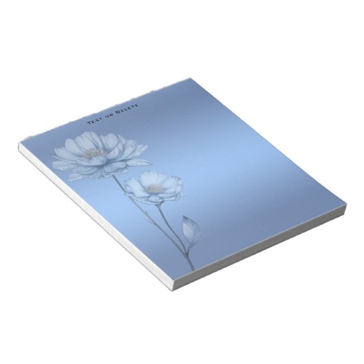 Blue Watercolor Flowers Notepad ノートパッド (アングル)