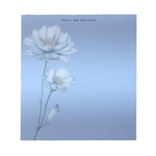 Blue Watercolor Flowers Notepad ノートパッド (正面)