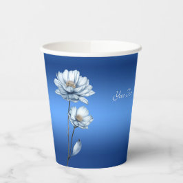 Blue Watercolor Flowers Paper cup 紙コップ