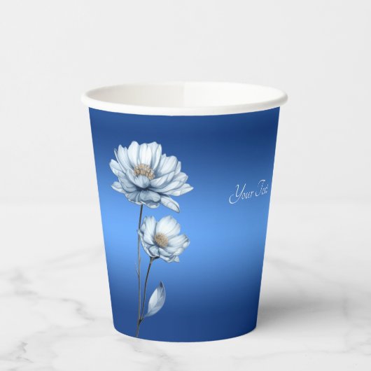 Blue Watercolor Flowers Paper cup 紙コップ (左)
