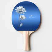 Blue Watercolor Flowers Ping Pong Paddle 卓球ラケット (裏面)