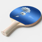 Blue Watercolor Flowers Ping Pong Paddle 卓球ラケット (正面アングル)