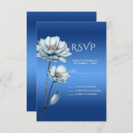 Blue Watercolor Flowers RSVP Card