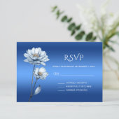 Blue Watercolor Flowers RSVP Card (スタンド正面)