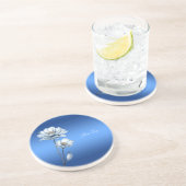 Blue Watercolor Flowers Sandstone Coaster コースター (側面)