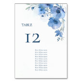 Blue Watercolor Flowers Seating Chart テーブルナンバー (裏面)
