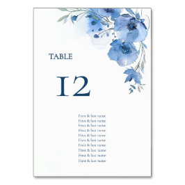 Blue Watercolor Flowers Seating Chart テーブルナンバー