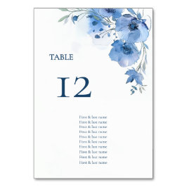 Blue Watercolor Flowers Seating Chart テーブルナンバー