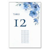 Blue Watercolor Flowers Seating Chart テーブルナンバー (裏面)