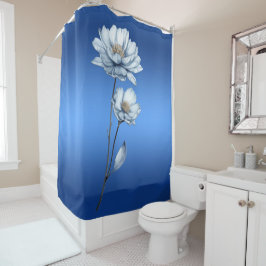 Blue Watercolor Flowers Shower Curtain シャワーカーテン