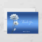 Blue Watercolor Flowers Thank You Card サンキューカード (正面)