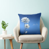 Blue Watercolor Flowers Throw Pillow クッション (椅子)