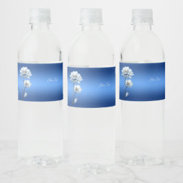 Blue Watercolor Flowers Water Bottle Label ペットボトルラベル