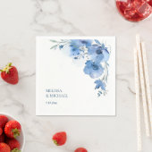 Blue Watercolor Flowers Wedding スタンダードカクテルナプキン (インサイチュ)