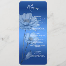 Blue Watercolor Flowers Wedding Menu メニュー