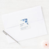 Blue Watercolor Flowers Wedding Thank You スクエアシール (封筒)