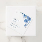 Blue Watercolor Flowers Wedding Thank You フェイバータグ (インサイチュ)