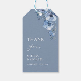 Blue Watercolor Flowers Wedding Thank You Square S ギフトタグ