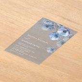 Blue Watercolor Flowers White アクリル招待状 (レイダウン)