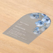 Blue Watercolor Flowers White アクリル招待状 (レイダウン)