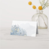 blue watercolor foliage プレイスカード (裏面)