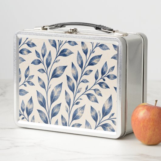 Blue Watercolor Foliage Lunch Box メタルランチボックス (インサイチュ)