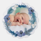 blue watercolor frame Baptism thank you  オーナメントカード (正面)