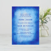 Blue Watercolor Frame Custom PHOTO Bar Bat Mitzvah 招待状 (スタンド正面)