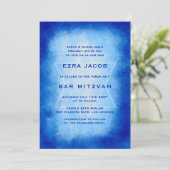 Blue Watercolor Frame Custom PHOTO Bar Bat Mitzvah 招待状 (スタンド正面)