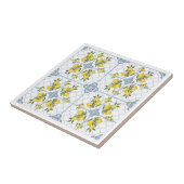 Blue Watercolor French Country Lemon タイル (側面)