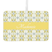 Blue Watercolor French Country Lemon Name Monogram カーエアーフレッシュナー (裏面)