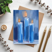 Blue Watercolor Hanukkah Candles シーズンカード