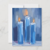 Blue Watercolor Hanukkah Candles シーズンカード (正面)