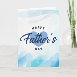 Blue Watercolor Happy Father’s Day Minimalist カード