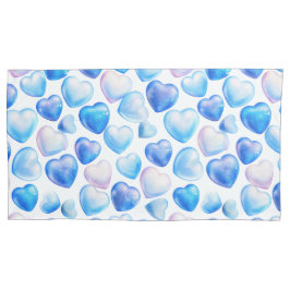 Blue Watercolor Heart King Pillowcases – Set of 2 枕カバー