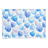 Blue Watercolor Heart Pattern Pair of Pillowcases 枕カバー (正面右)