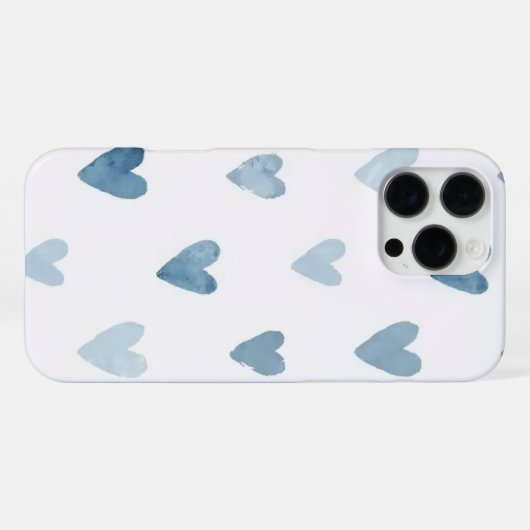 Blue Watercolor Heart Phone Case iPhoneケース (裏面横)