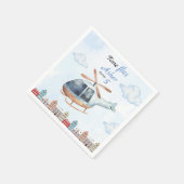 Blue Watercolor Helicopter City スタンダードカクテルナプキン (角)