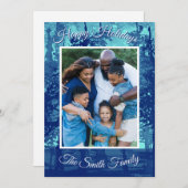 Blue Watercolor Holiday Card (Personalize) シーズンカード (正面/裏面)
