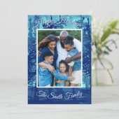 Blue Watercolor Holiday Card (Personalize) シーズンカード (スタンド正面)