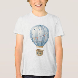 Blue Watercolor Hot Air Balloon Stars Nursery Baby トライブレンドＴシャツ